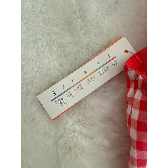 Colsie size XL Red Gingham Crop Corset Bra Top Shirred Smocked back NEW - Picture 5 of 6